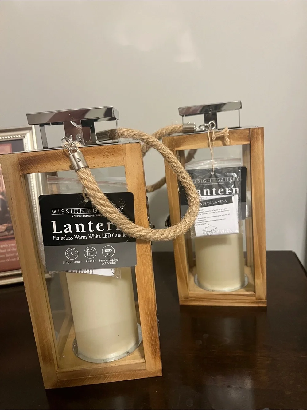 Cream Flameless LED Lantern with Rope Handle